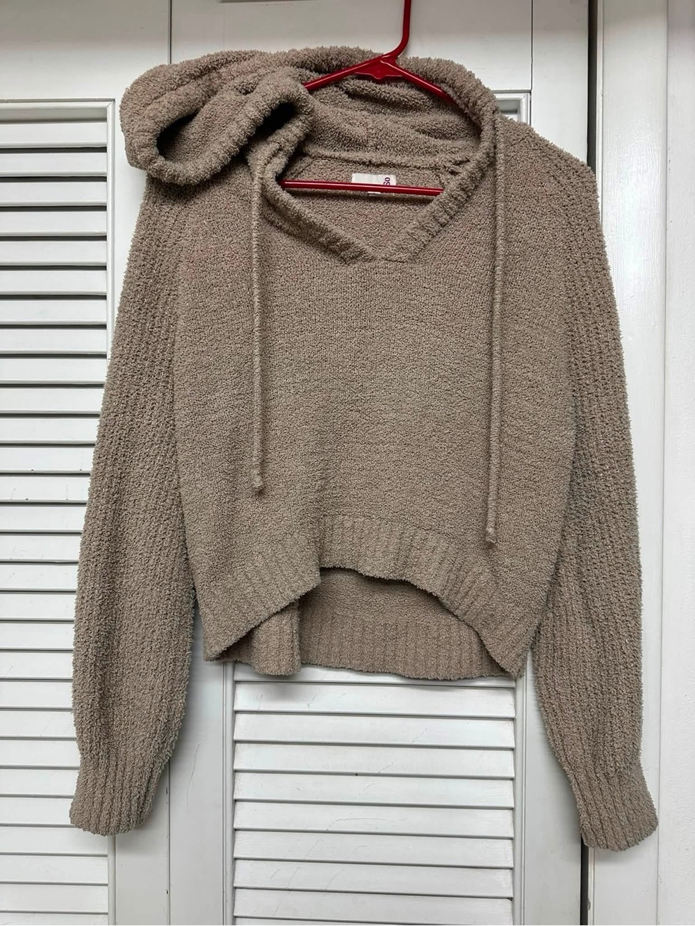 Cozy Taupe Hooded Women's Sweater